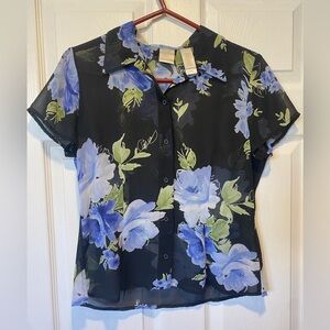 Emma James Floral Sheer Blouse Size Medium